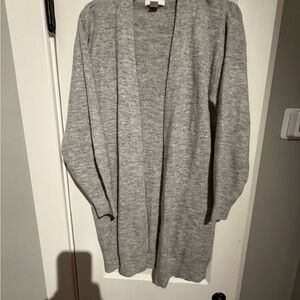 H&M Wool Blend Cozy Gray Duster Cardigan Women's Sweater Size XS -fits like M.